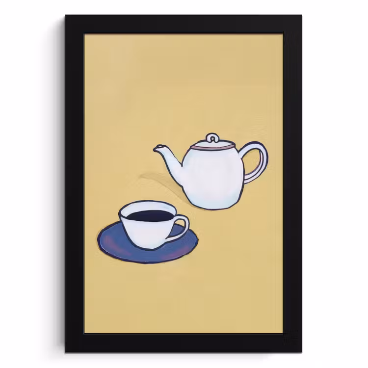 Cuadros enmarcados - Tetera - Taza - Beige - Ilustración — 1