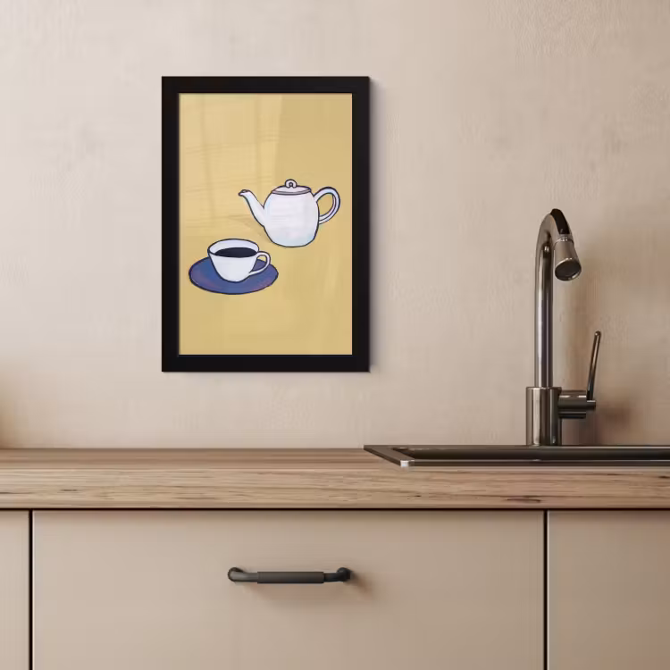 Cuadros enmarcados - Tetera - Taza - Beige - Ilustración — 3