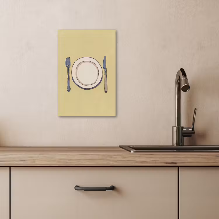 Lienzos decorativos - Ilustración - Plato - Cubiertos - Beige — 3