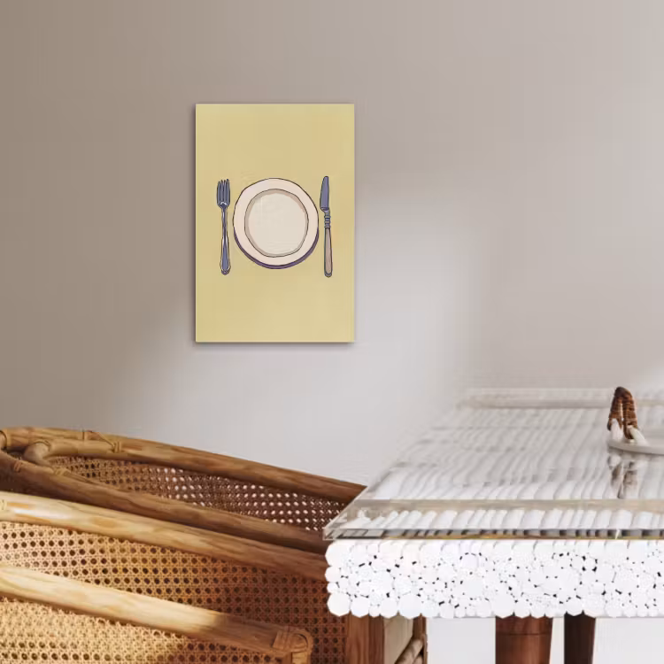 Lienzos decorativos - Ilustración - Plato - Cubiertos - Beige — 4