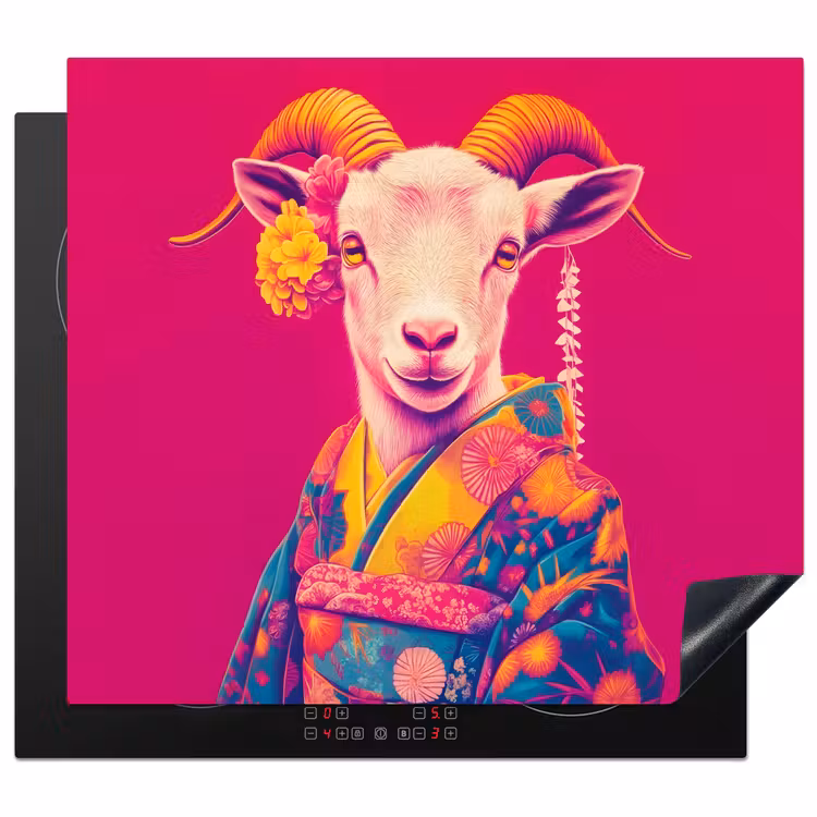 Protector de inducción - Cabra - Cuernos - Kimono - Colorido — 1
