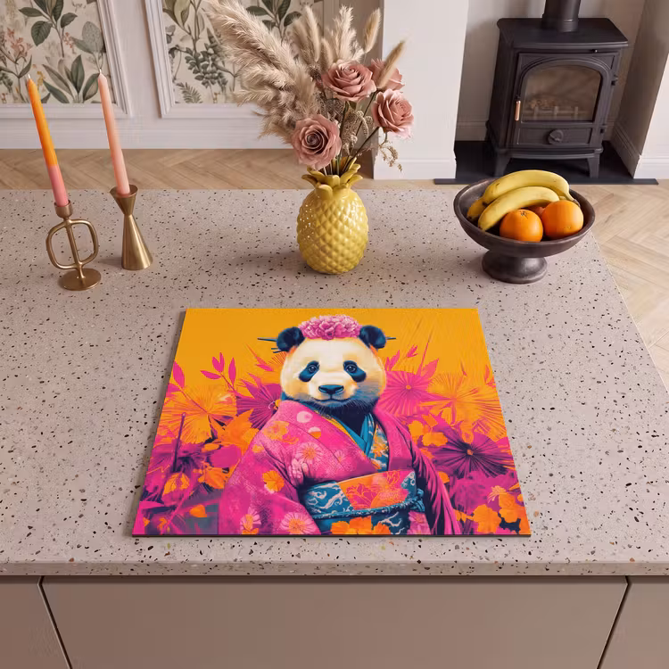 Protector de inducción - Kimono - Rosa - Panda - Corona de flores — 3