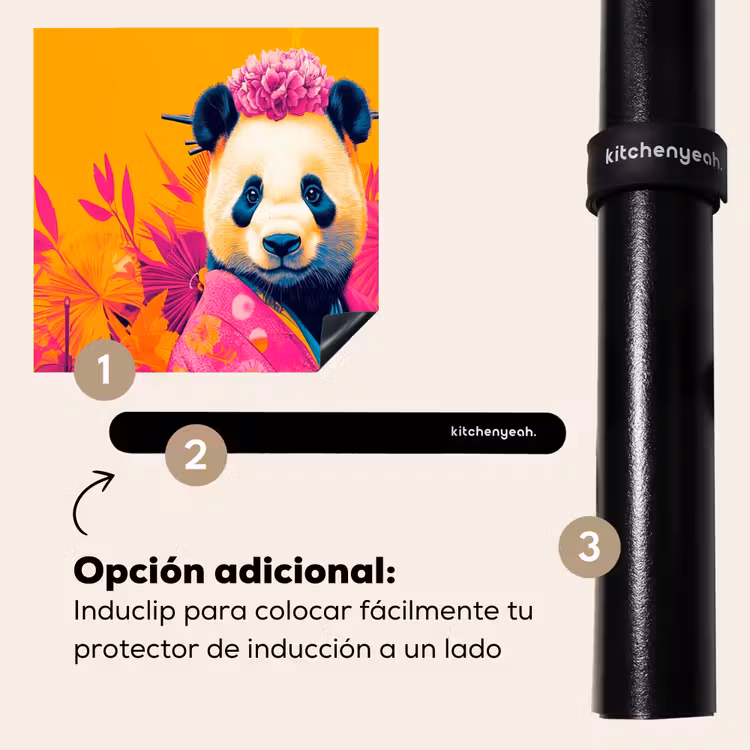 Protector de inducción - Kimono - Rosa - Panda - Corona de flores — 8