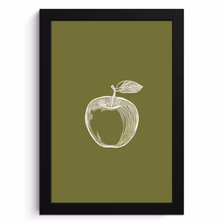 Cuadros enmarcados - Dibujo lineal - Manzana - Verde oliva - Hoja — 1