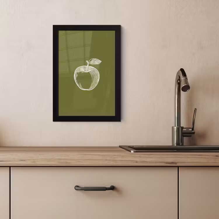 Cuadros enmarcados - Dibujo lineal - Manzana - Verde oliva - Hoja — 4