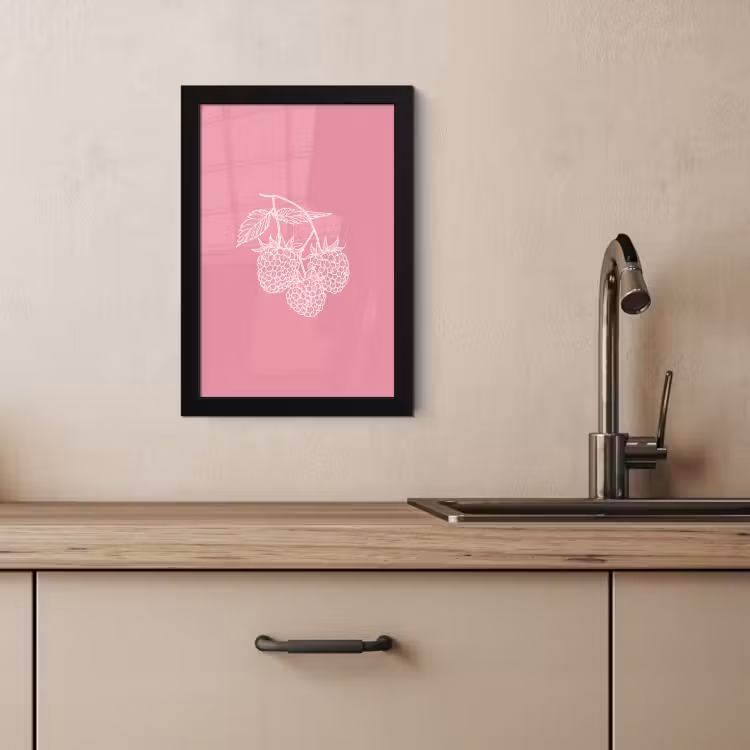 Cuadros enmarcados - Frambuesas - Tallo - Dibujado - Rosa — 4