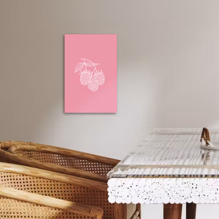 Lienzos decorativos - Frambuesas - Tallo - Dibujado - Rosa — 1
