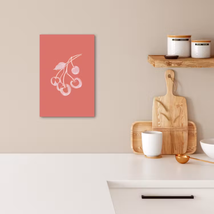 Lienzos decorativos - Ilustración de líneas - Cerezo - Rama - Blanco — 1