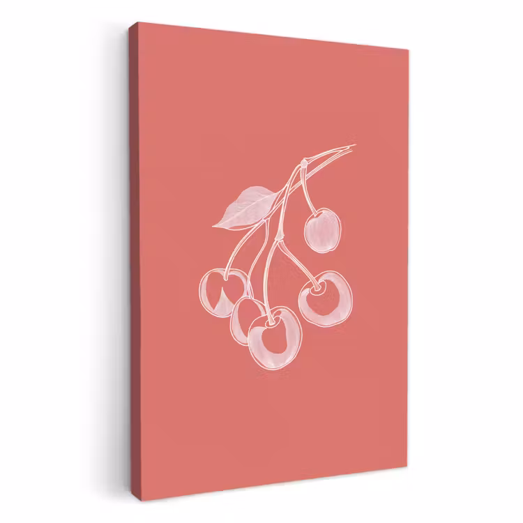 Lienzos decorativos - Ilustración de líneas - Cerezo - Rama - Blanco — 2