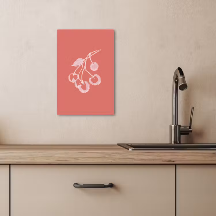 Lienzos decorativos - Ilustración de líneas - Cerezo - Rama - Blanco — 3