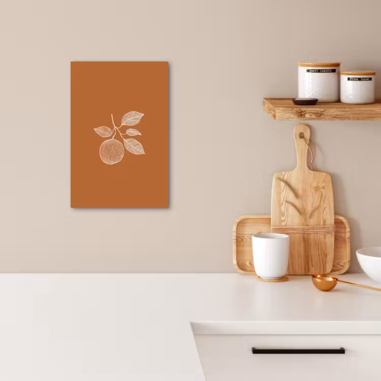 Lienzos decorativos - Naranja - Dibujado - Hojas - Marrón — 1
