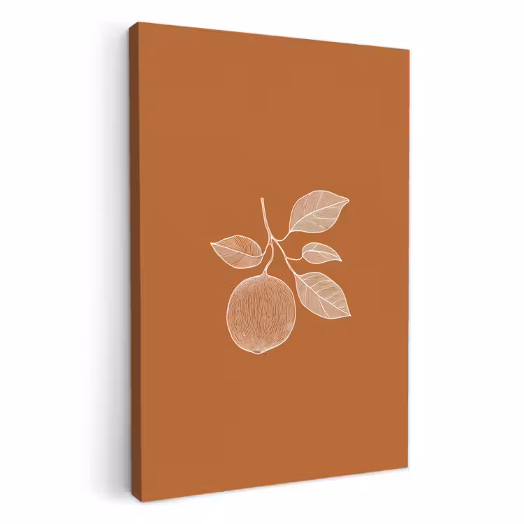 Lienzos decorativos - Naranja - Dibujado - Hojas - Marrón — 3