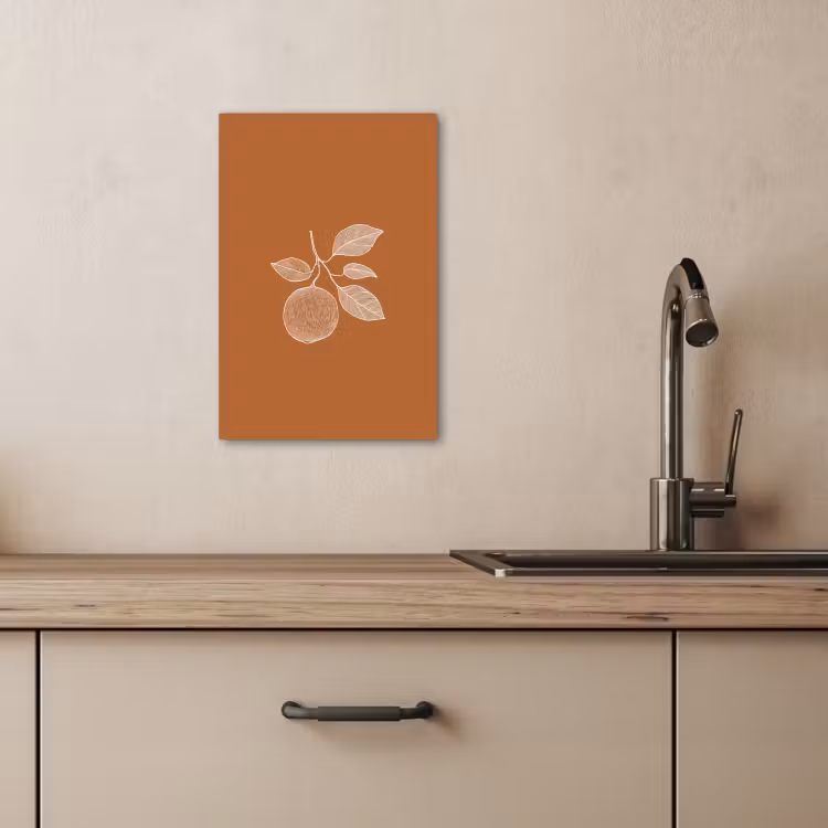 Lienzos decorativos - Naranja - Dibujado - Hojas - Marrón — 4