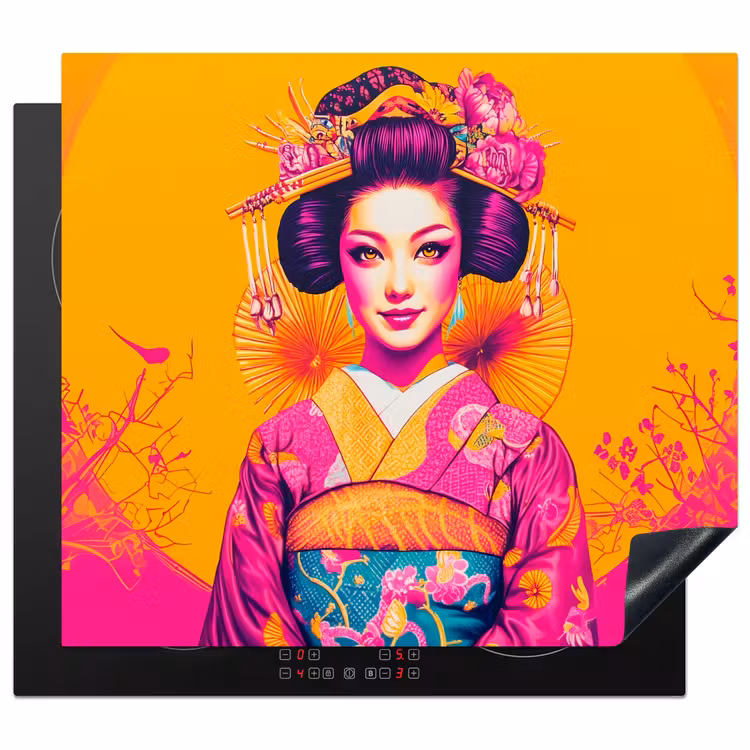 Protector de inducción - Flores - Mujer - Kimono - Rosa — 1