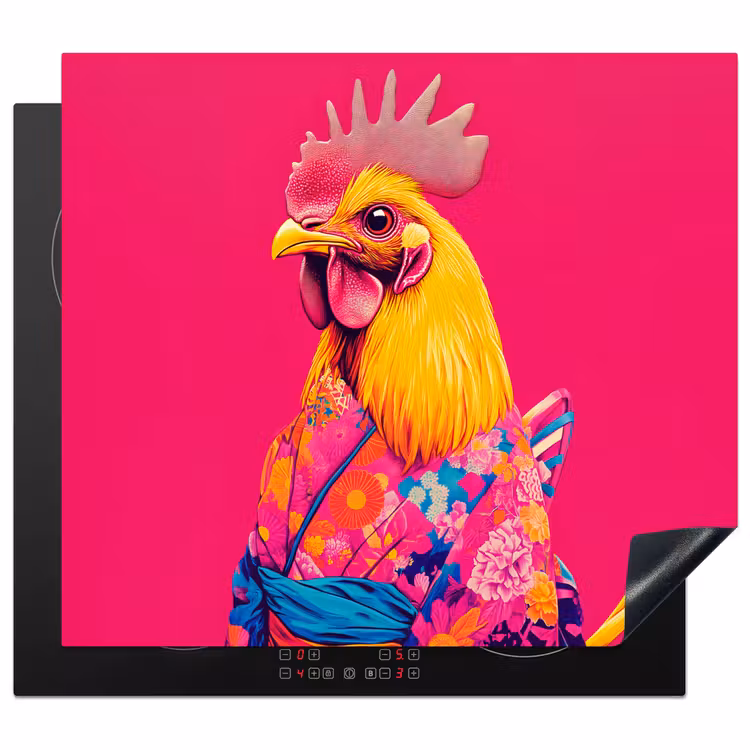 Protector de inducción - Gallo - Colorido - Kimono - Rosa — 1