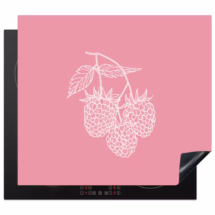 Protector de inducción - Frambuesas - Tallo - Dibujado - Rosa — 1