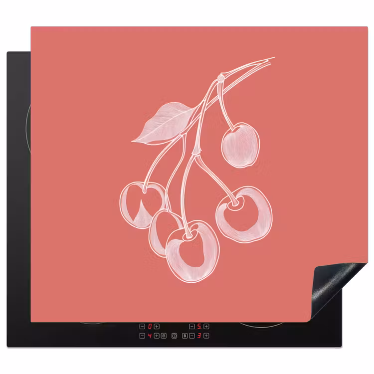 Protector de inducción - Ilustración de líneas - Cerezo - Rama - Blanco — 1