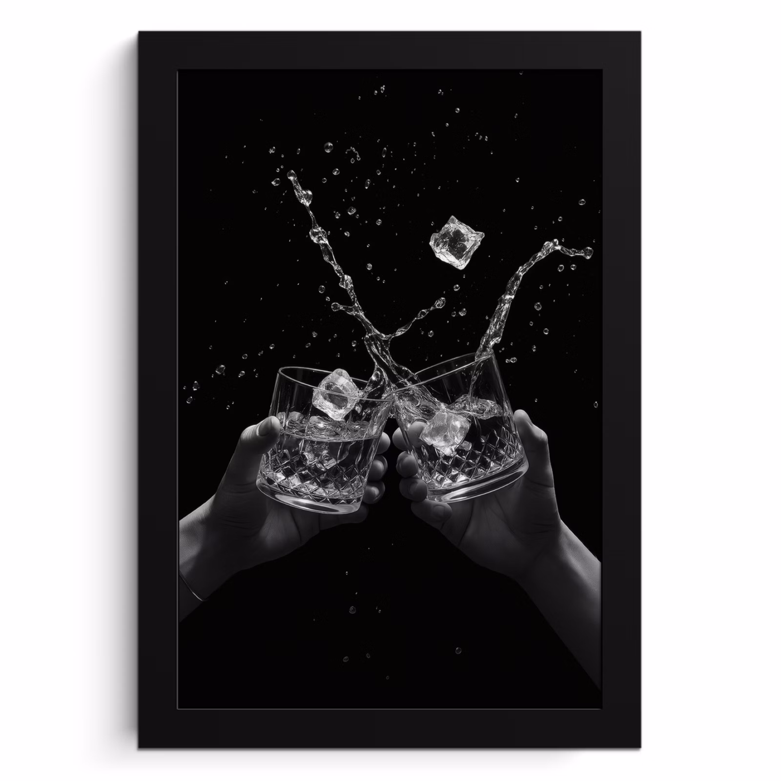 Cuadros enmarcados - Vasos Whicky - Ice - Splashes - Negro — 1