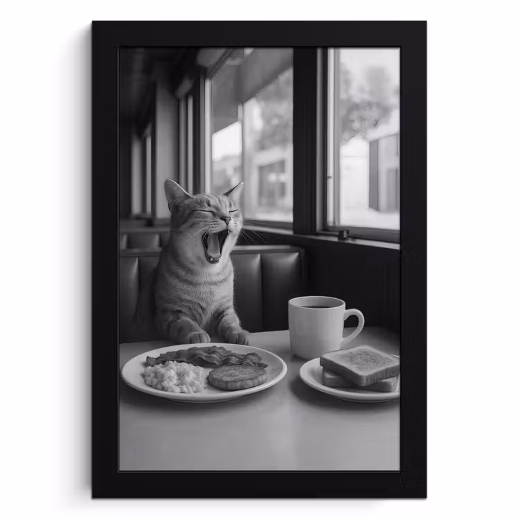 Cuadros enmarcados - Gato - Café - Pan - Negro — 1