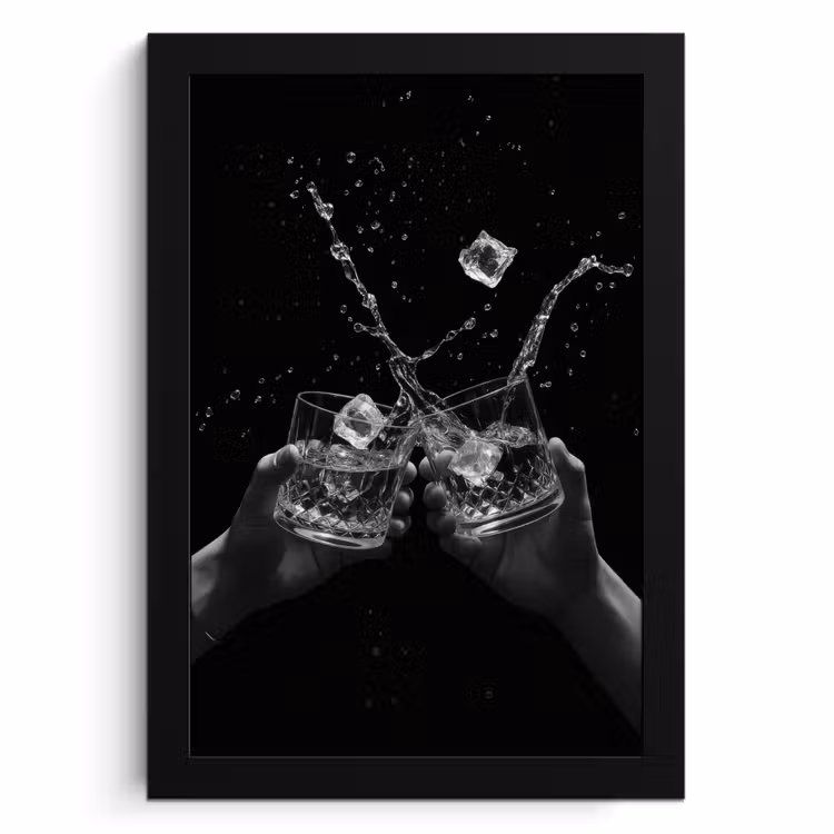 Cuadros enmarcados - Vasos Whicky - Ice - Splashes - Negro — 1