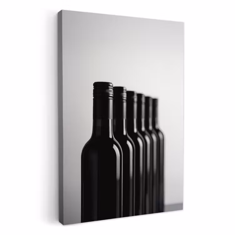 Lienzos decorativos - Botellas de vino - Negro - Minimalista — 1