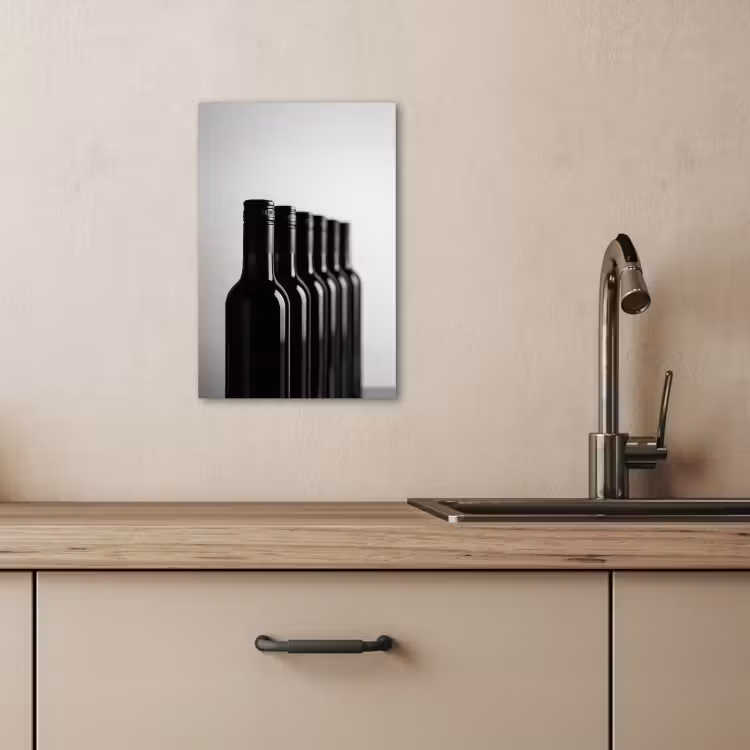 Lienzos decorativos - Botellas de vino - Negro - Minimalista — 3