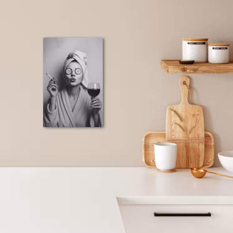 Lienzos decorativos - Mujer - Máscara - Vino - Cigarrillo — 3