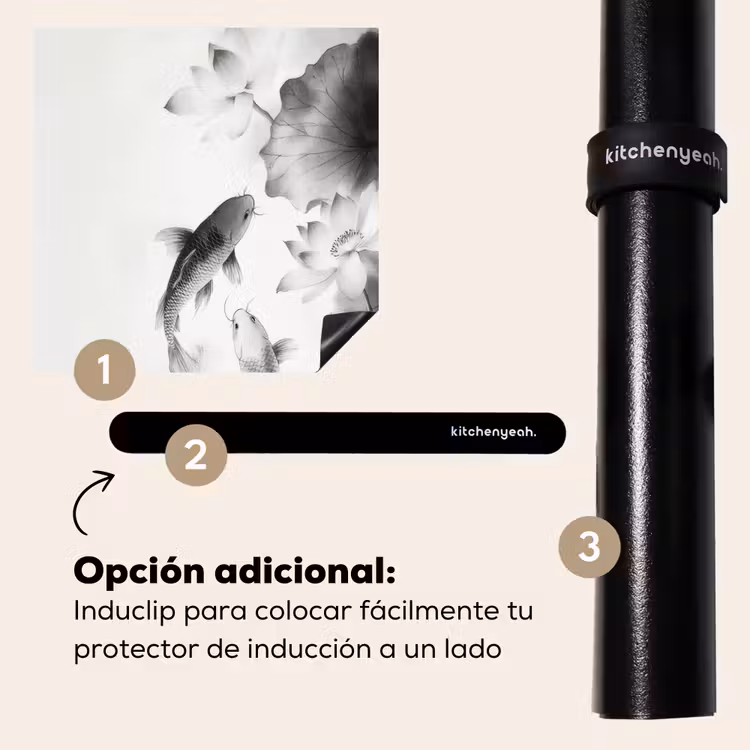 Protector de inducción - Flores de loto - Peces - Hojas - Negro — 8