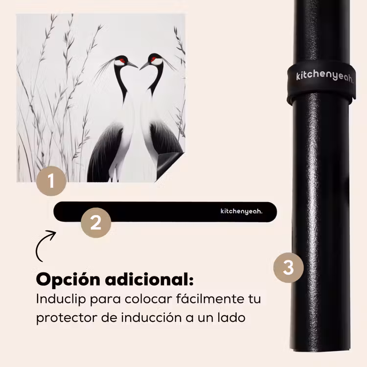 Protector de inducción - Grulla - Hierba - Forma de corazón - Negro — 8