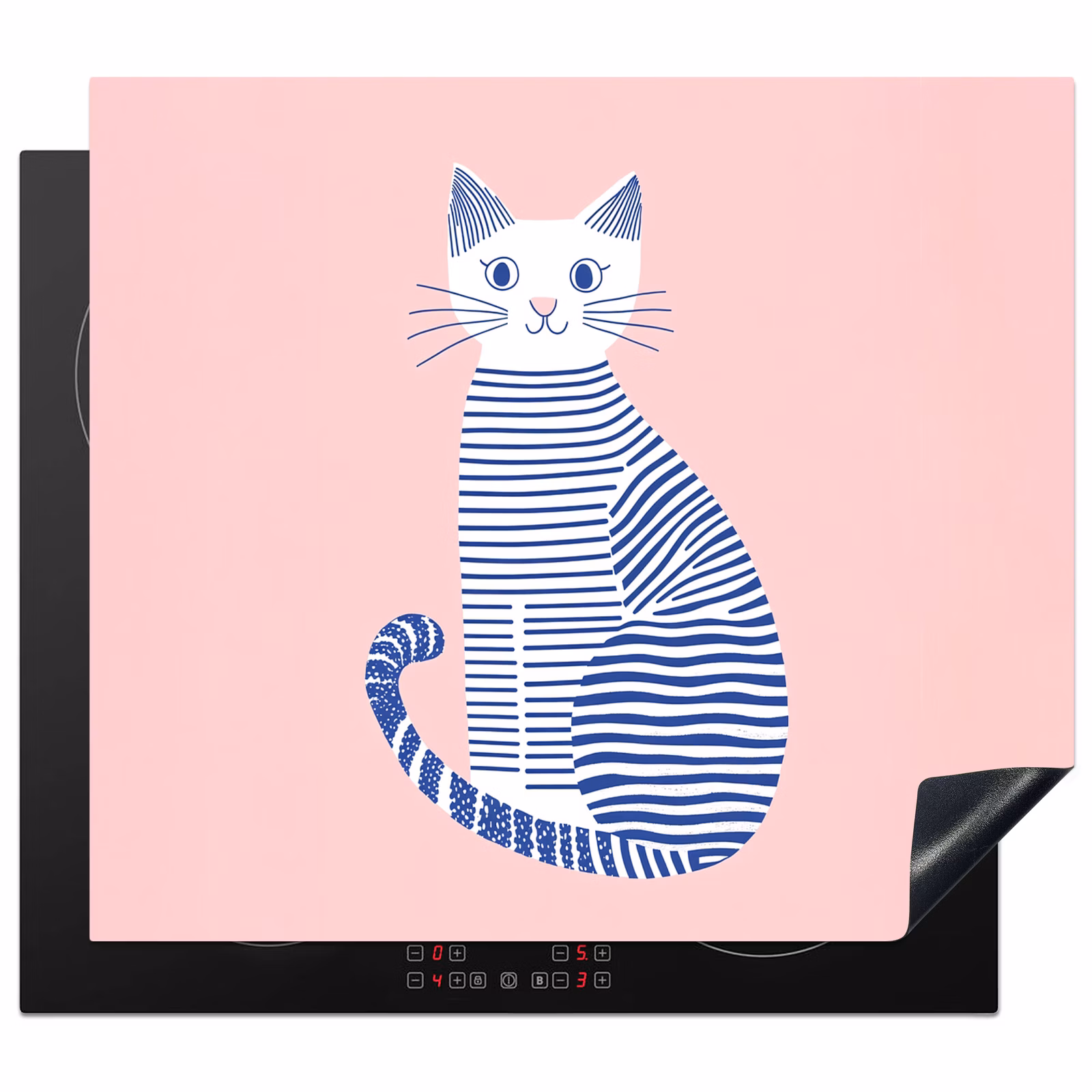 Protector de inducción - Gato - Ilustración - Minimalista - Rosa — 1