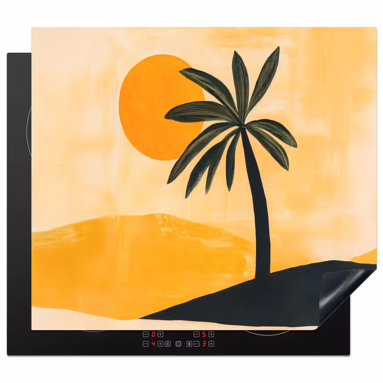Protector de inducción - Ilustración - Palmera - Sol - Colinas — 1