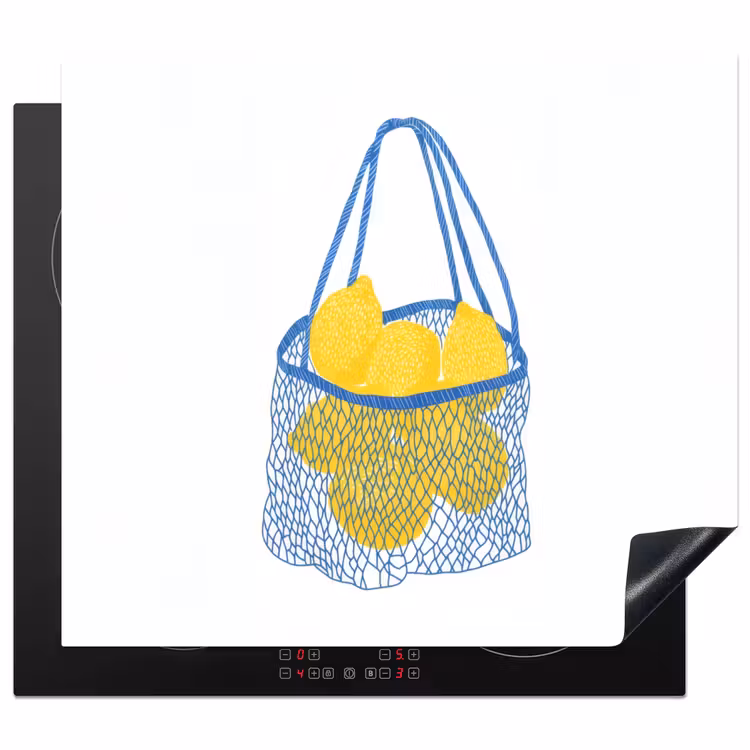 Protector de inducción - Bolsa - Azul - Limones - Ilustración — 1