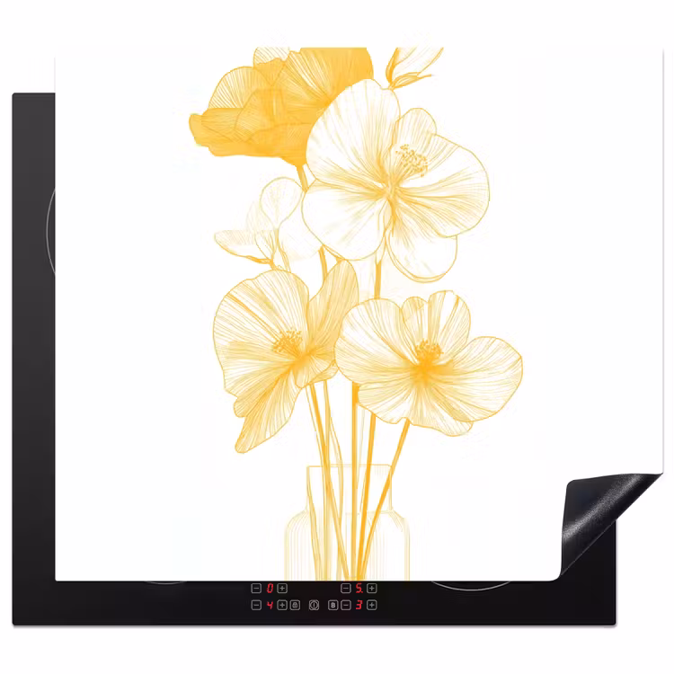 Protector de inducción - Dibujo lineal - Flores - Amarillo - Jarrón — 1