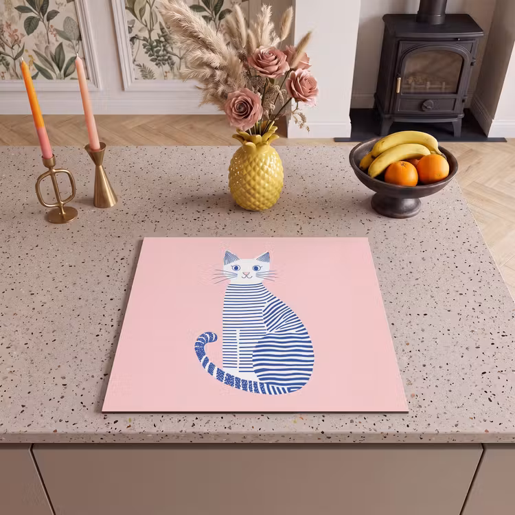 Protector de inducción - Gato - Ilustración - Minimalista - Rosa — 3