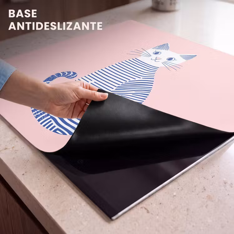 Protector de inducción - Gato - Ilustración - Minimalista - Rosa — 6