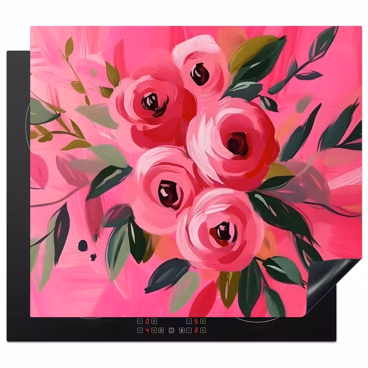 Protector de inducción - Flores - Pintura - Rosa — 1