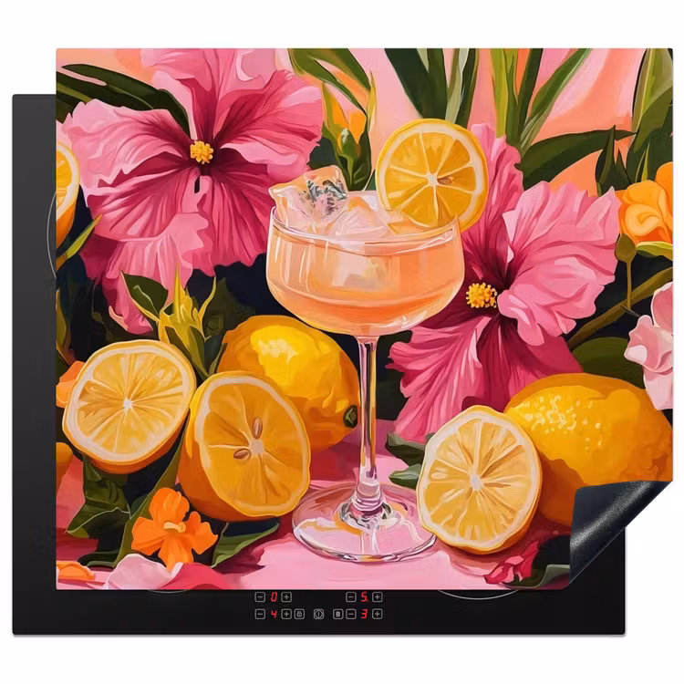 Protector de inducción - Bebida - Flores - Amarillo — 1