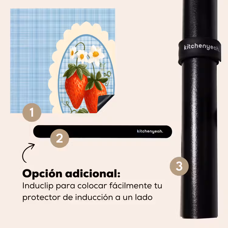 Protector de inducción - Fresas - Marco - Rojo - A cuadros — 8