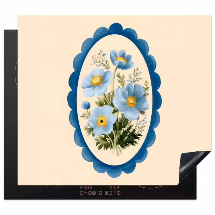Protector de inducción - Lista - Flores - Azul claro - Ilustración — 1