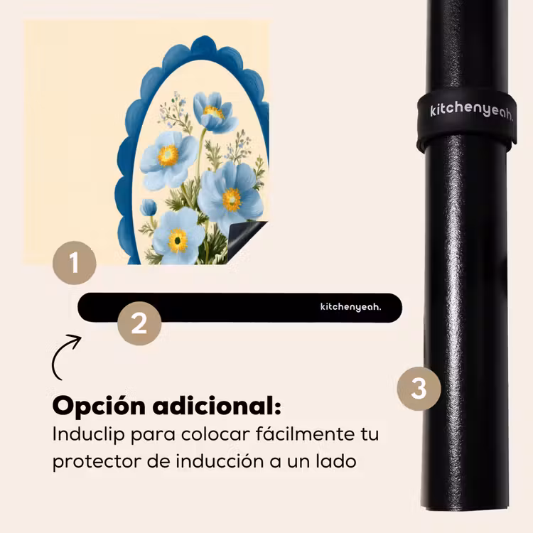 Protector de inducción - Lista - Flores - Azul claro - Ilustración — 8