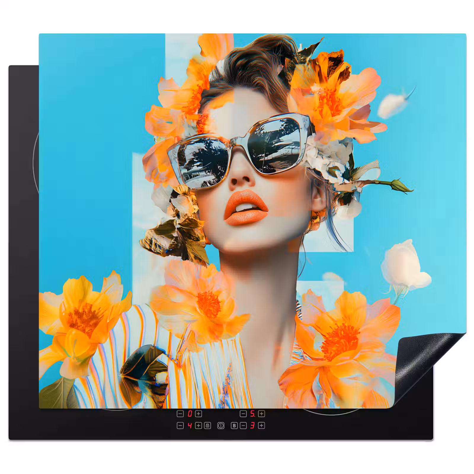 Protector de inducción - Flores - Mujer - Gafas de sol - Azul — 1