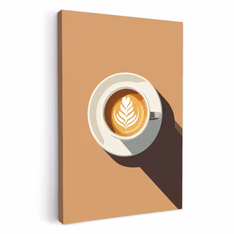 Lienzos decorativos - Capuchino - Taza - Plato - Minimalista — 2