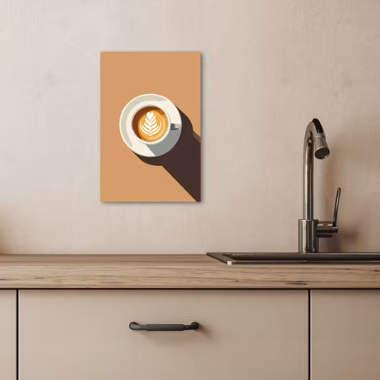 Lienzos decorativos - Capuchino - Taza - Plato - Minimalista — 3