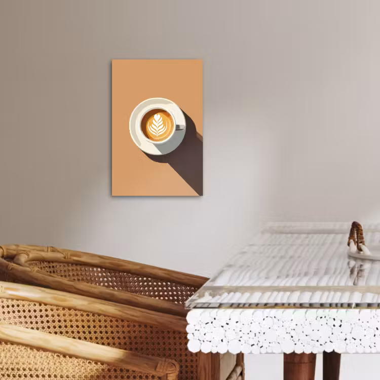 Lienzos decorativos - Capuchino - Taza - Plato - Minimalista — 4