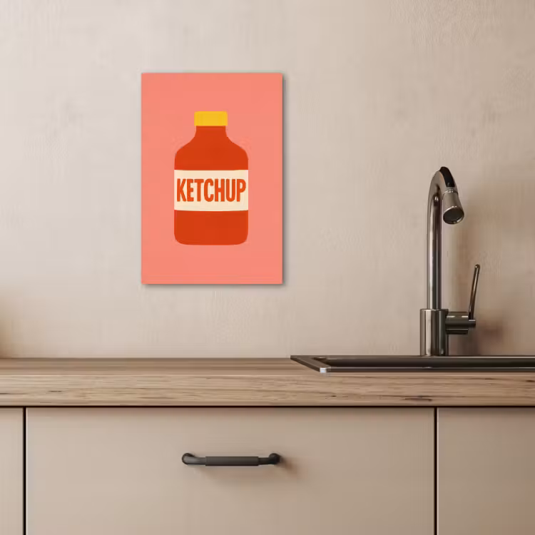 Lienzos decorativos - Ketchup - Botella - Rojo - Minimalista — 1
