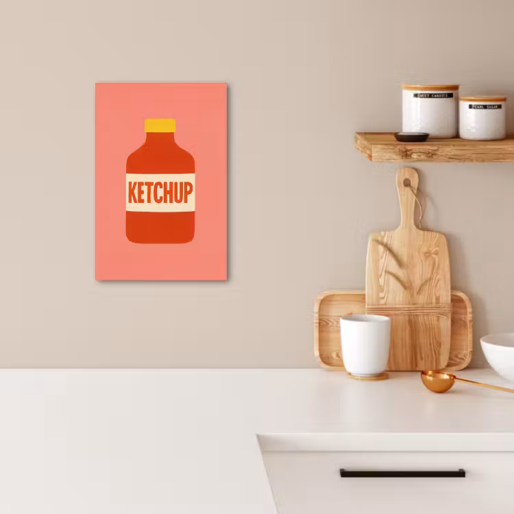 Lienzos decorativos - Ketchup - Botella - Rojo - Minimalista — 3