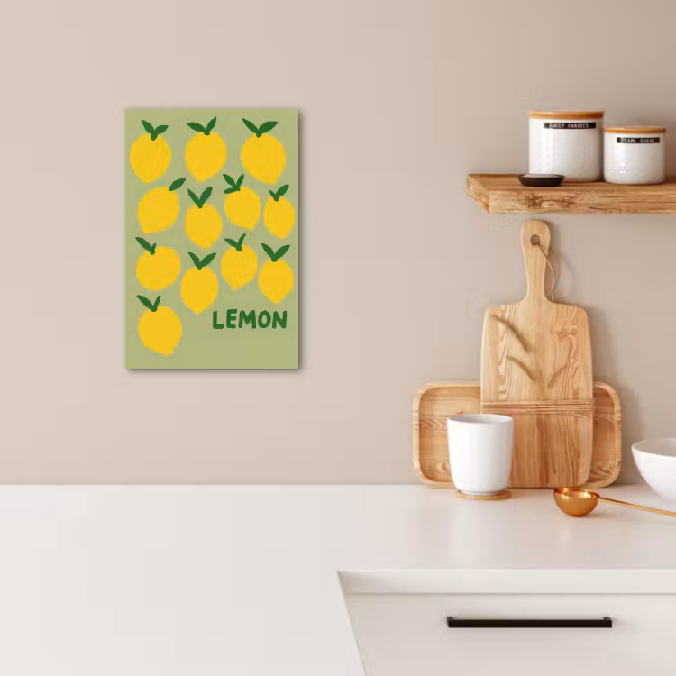 Lienzos decorativos - Limones - Hojas - Amarillo - Patrón — 1
