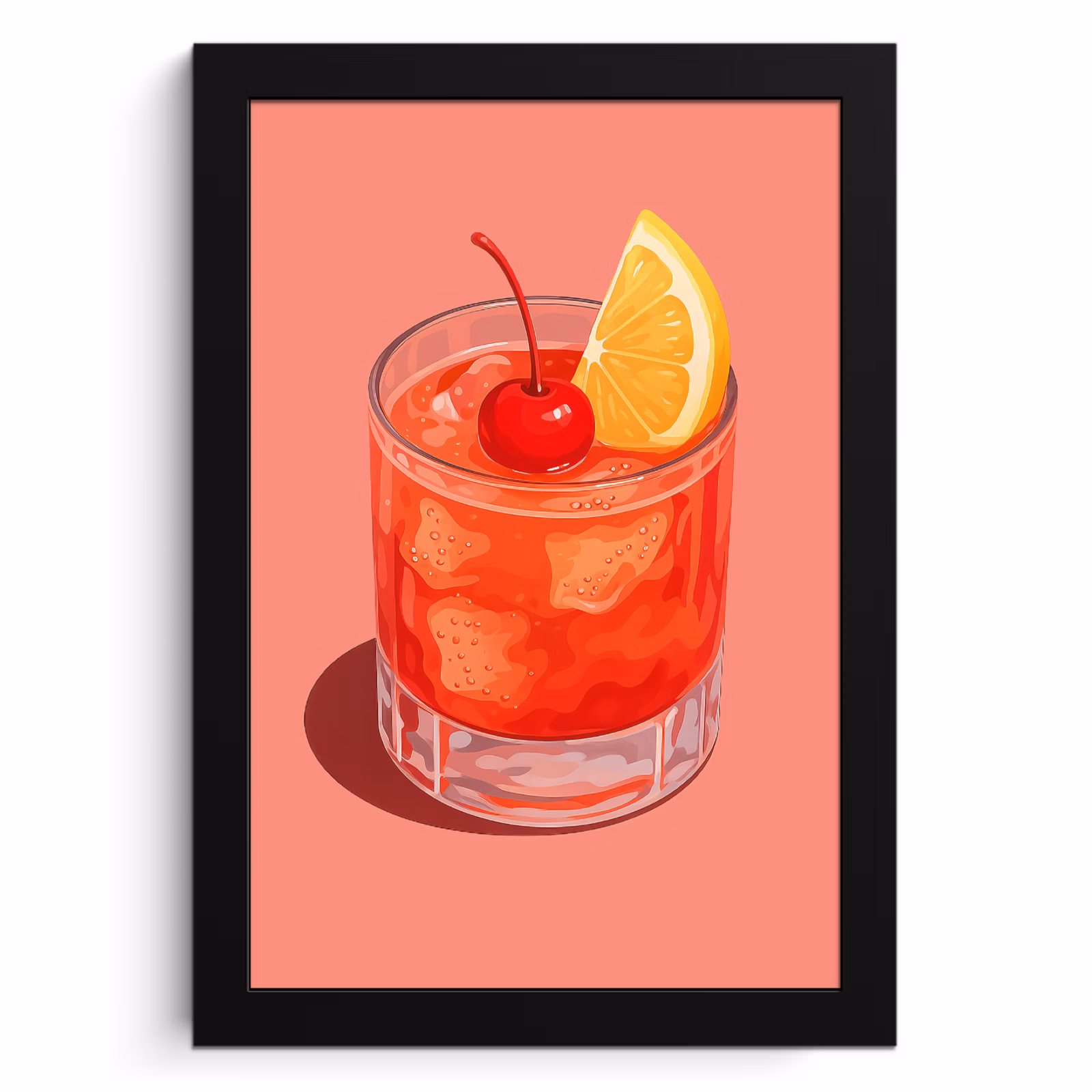 Cuadros enmarcados - Vaso - Cubitos de hielo - Limón - Cereza — 1