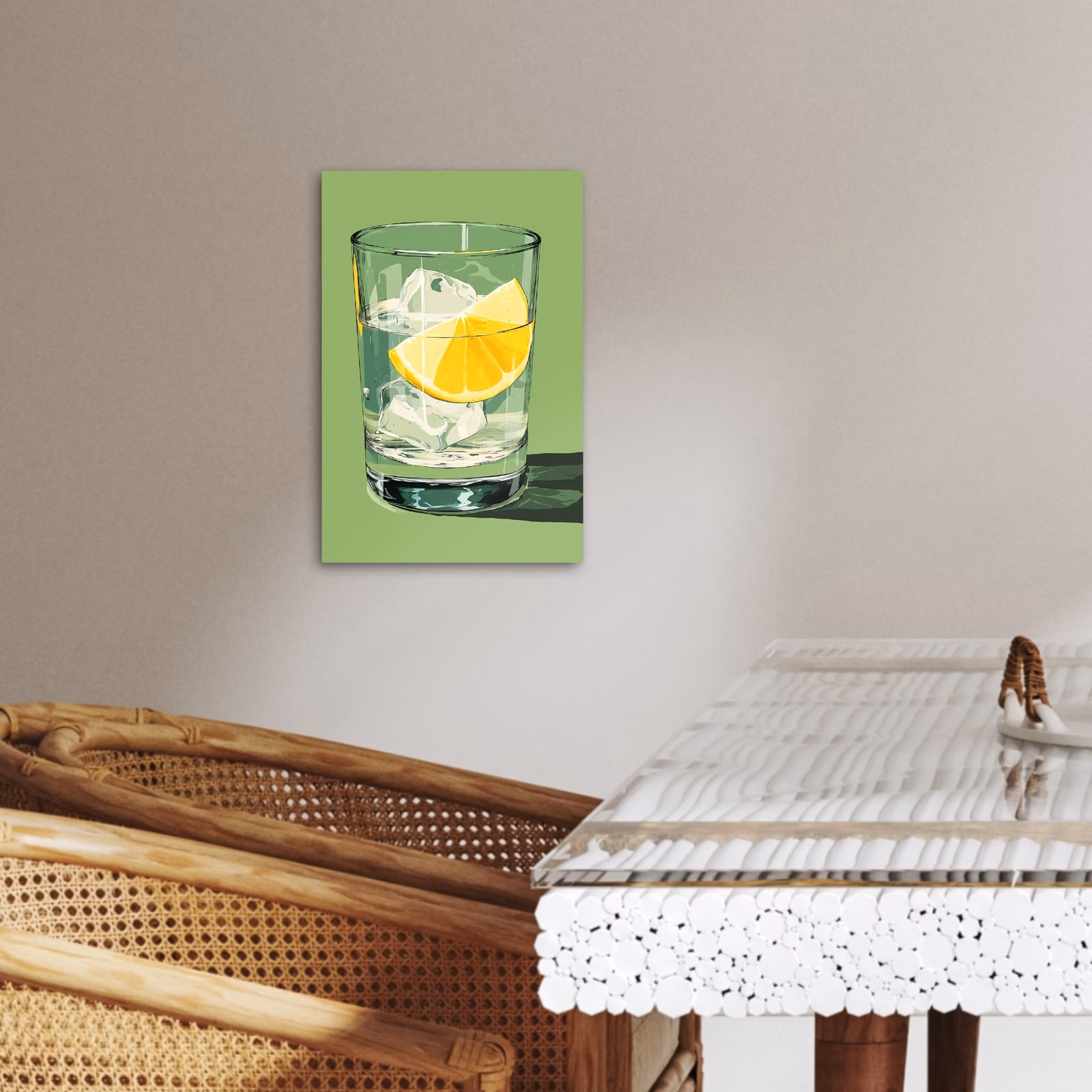 Lienzos decorativos - Vaso - Limón - Cubitos de hielo - Verde — 1