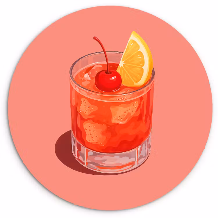 Cuadro redondo - Vaso - Cubitos de hielo - Limón - Cereza — 1